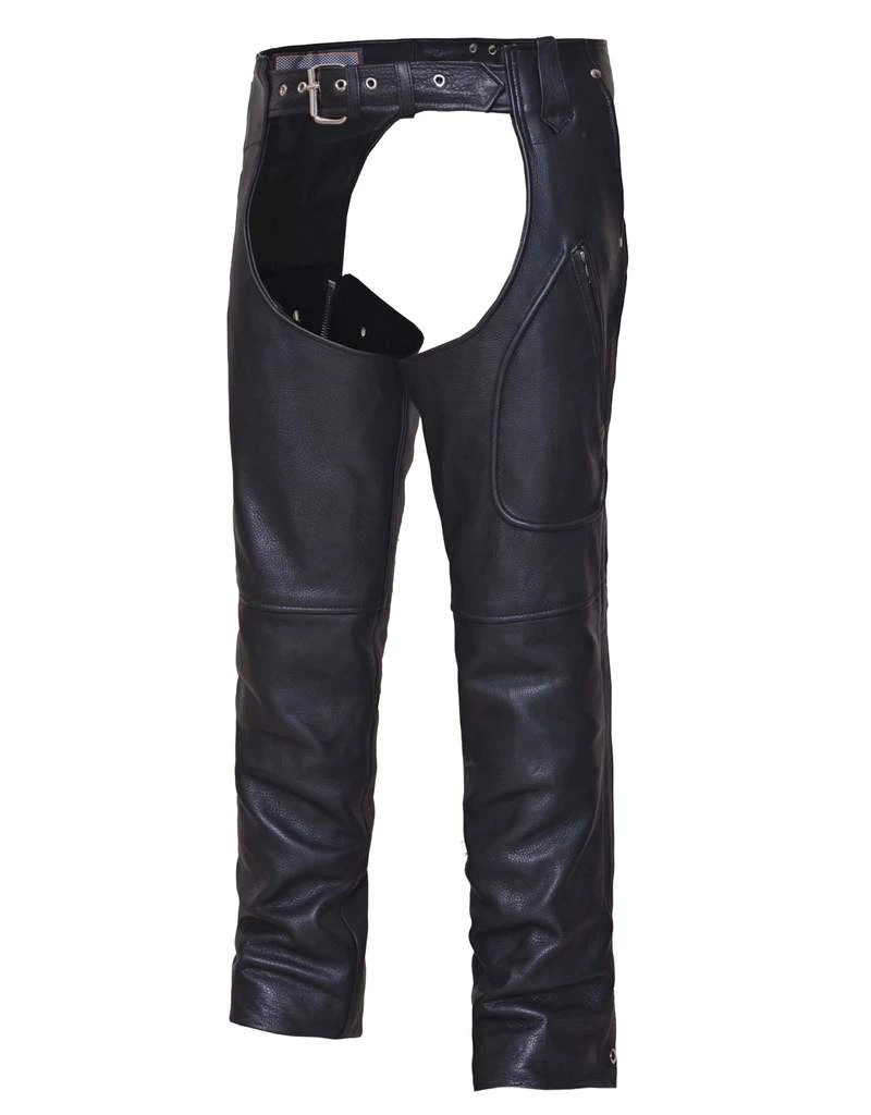 'Unik' Unisex Naked Cowhide Leather Ultra 3 Pocket Chaps - Black