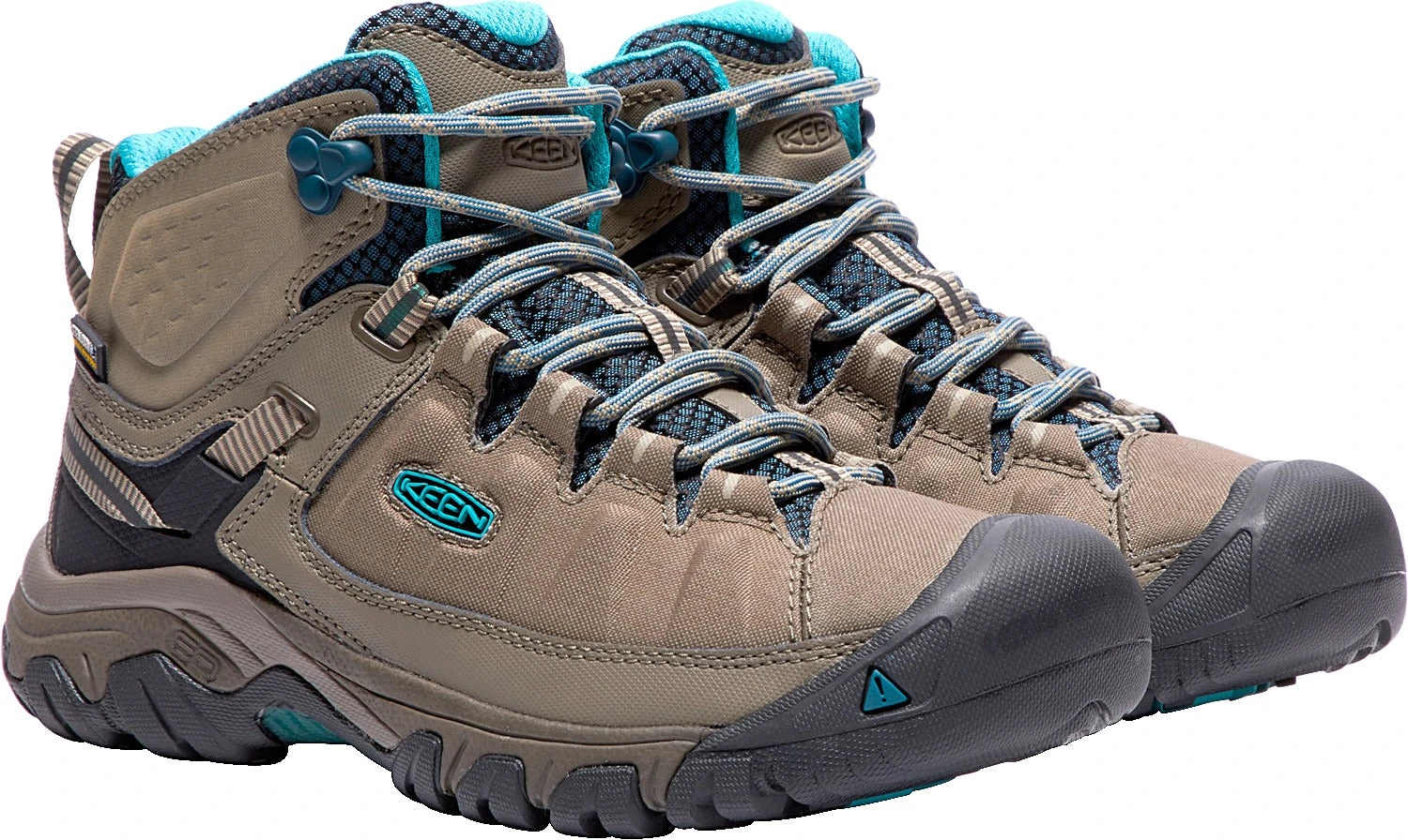 'Keen Outdoor' Women's Targhee EXP WP Mid Hiker - Brindle / Blue Coral - Image 4