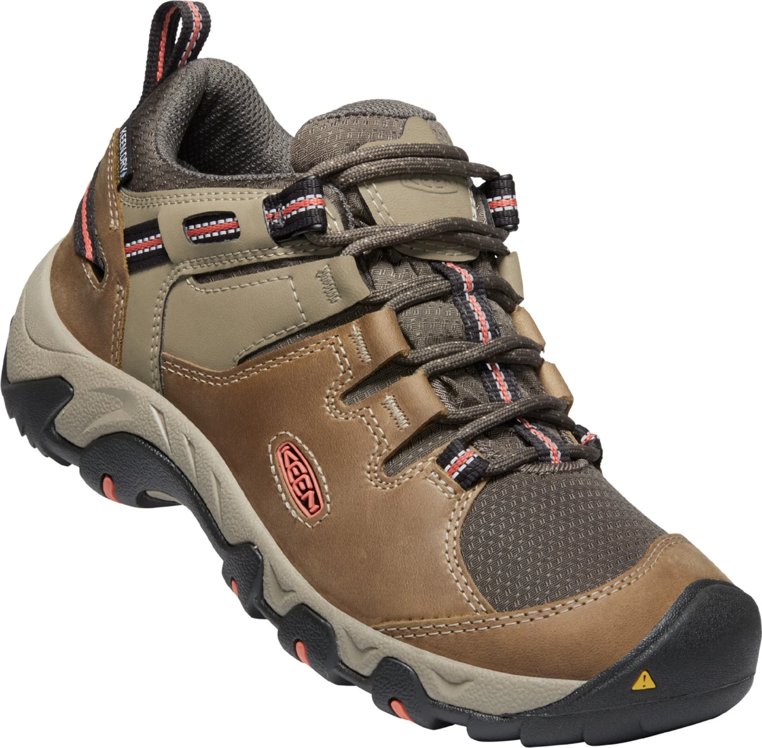 'Keen Outdoor' Women's Steens WP Leather Low Hiker - Timberwolf / Coral - Image 2