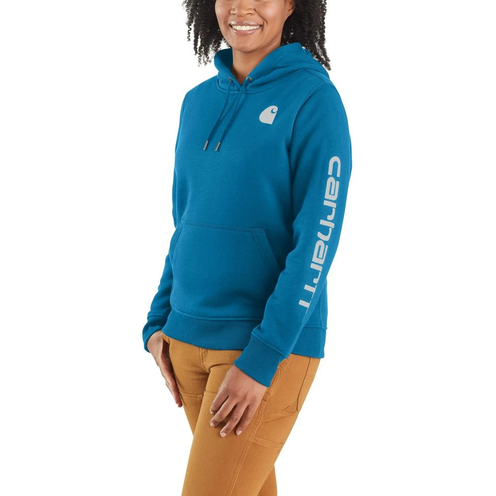 'Carhartt' Women's Clarksburg Logo Sleeve Graphic Hoodie - Marine Blue