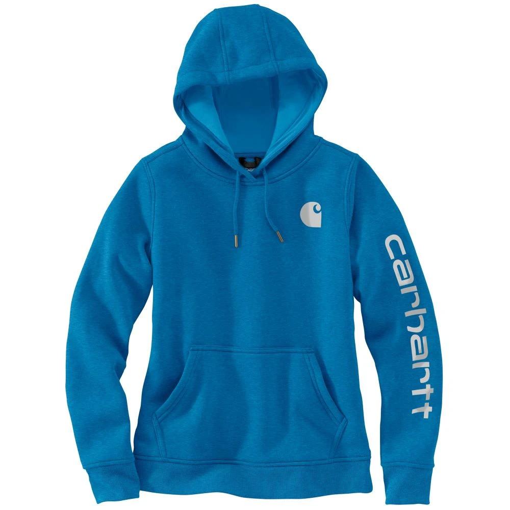'Carhartt' Women's Clarksburg Logo Sleeve Graphic Hoodie - Marine Blue - Image 3
