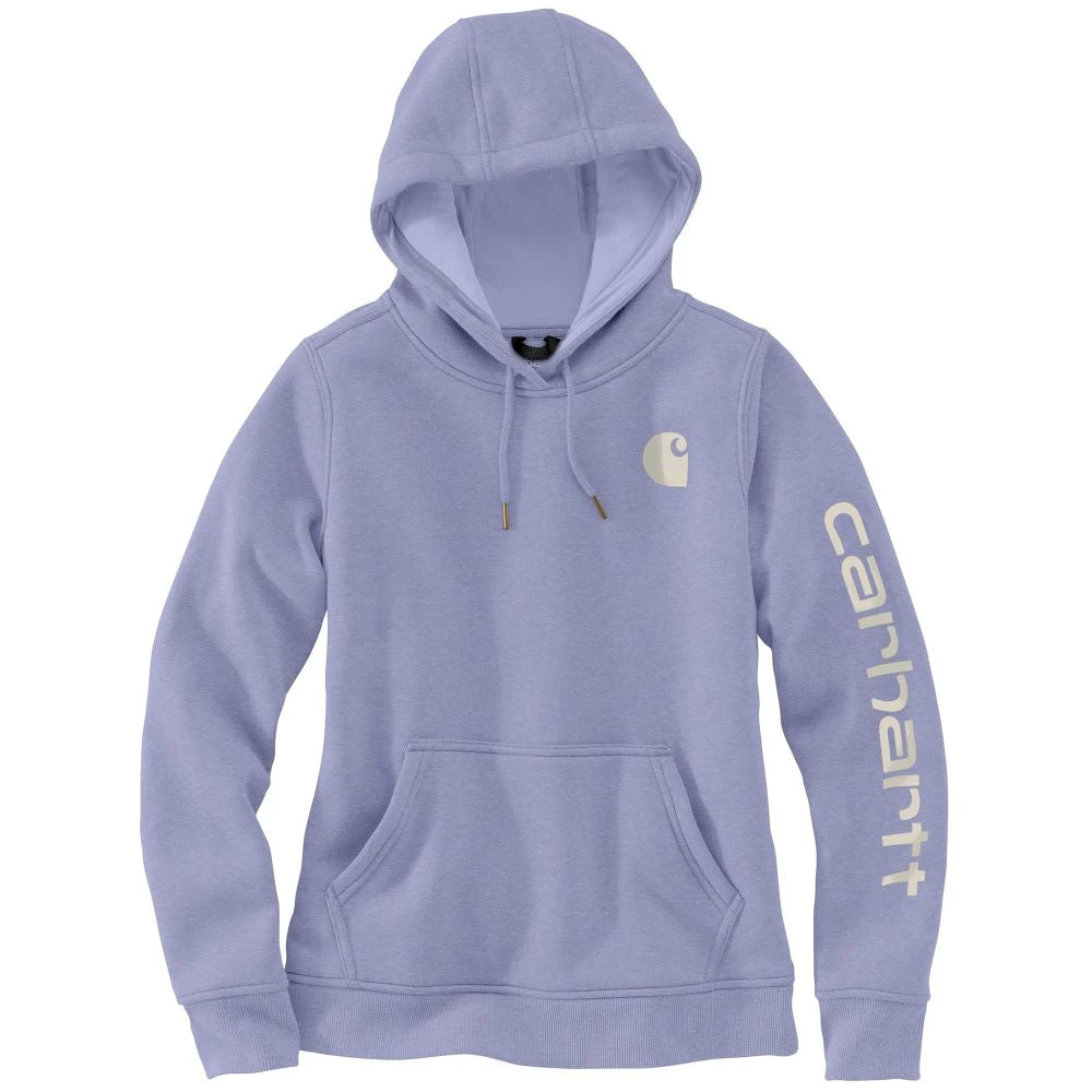 'Carhartt' Women's Clarksburg Logo Sleeve Graphic Hoodie - Soft Lavender Heather