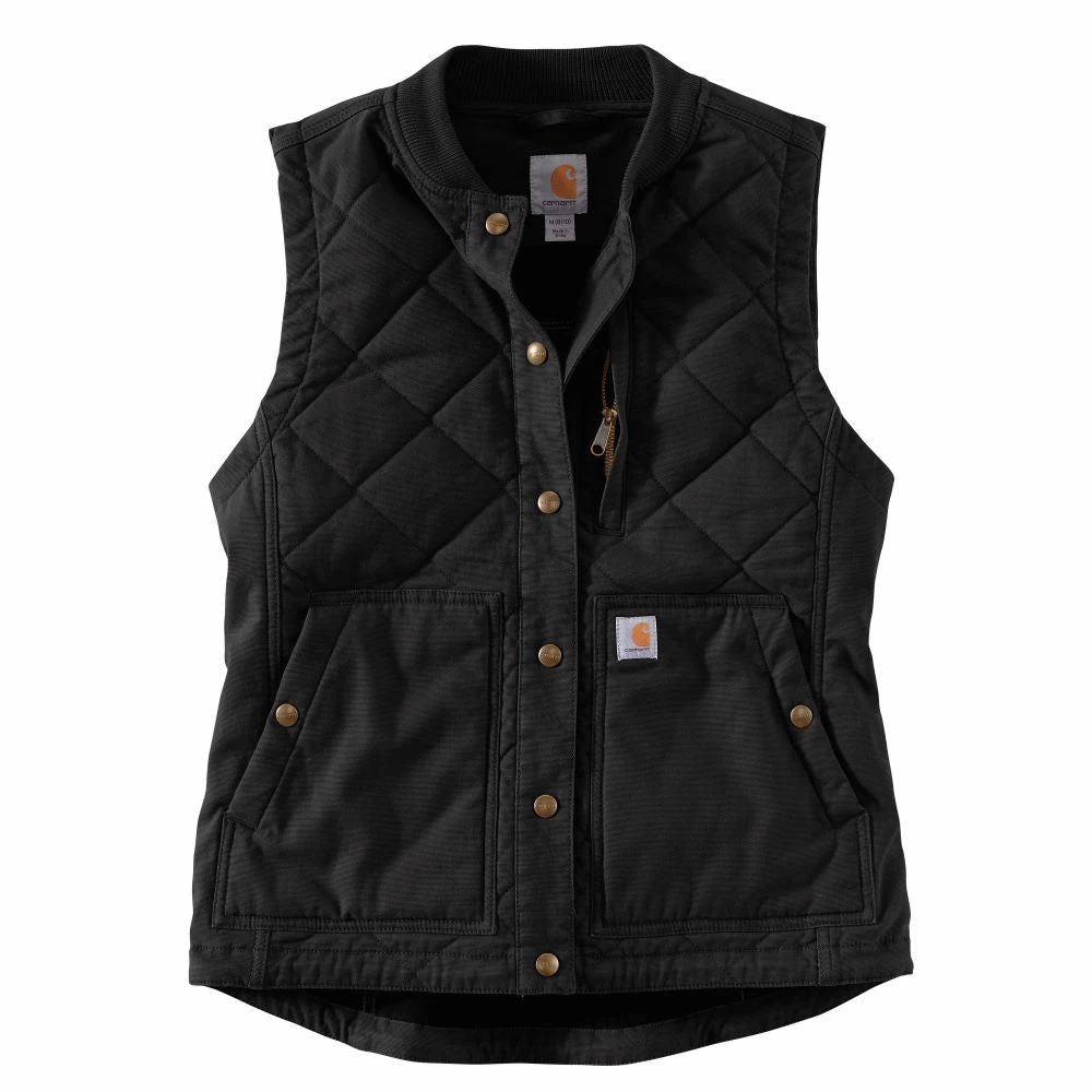 'Carhartt' Women's Rugged Flex Canvas Insulated Rib Collar Vest - Black