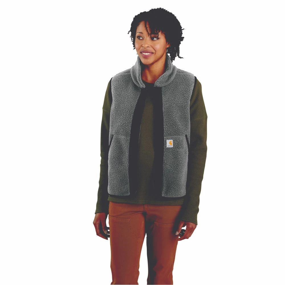 'Carhartt' Women's Button Front Fleece Vest - Granite Heather - Image 2