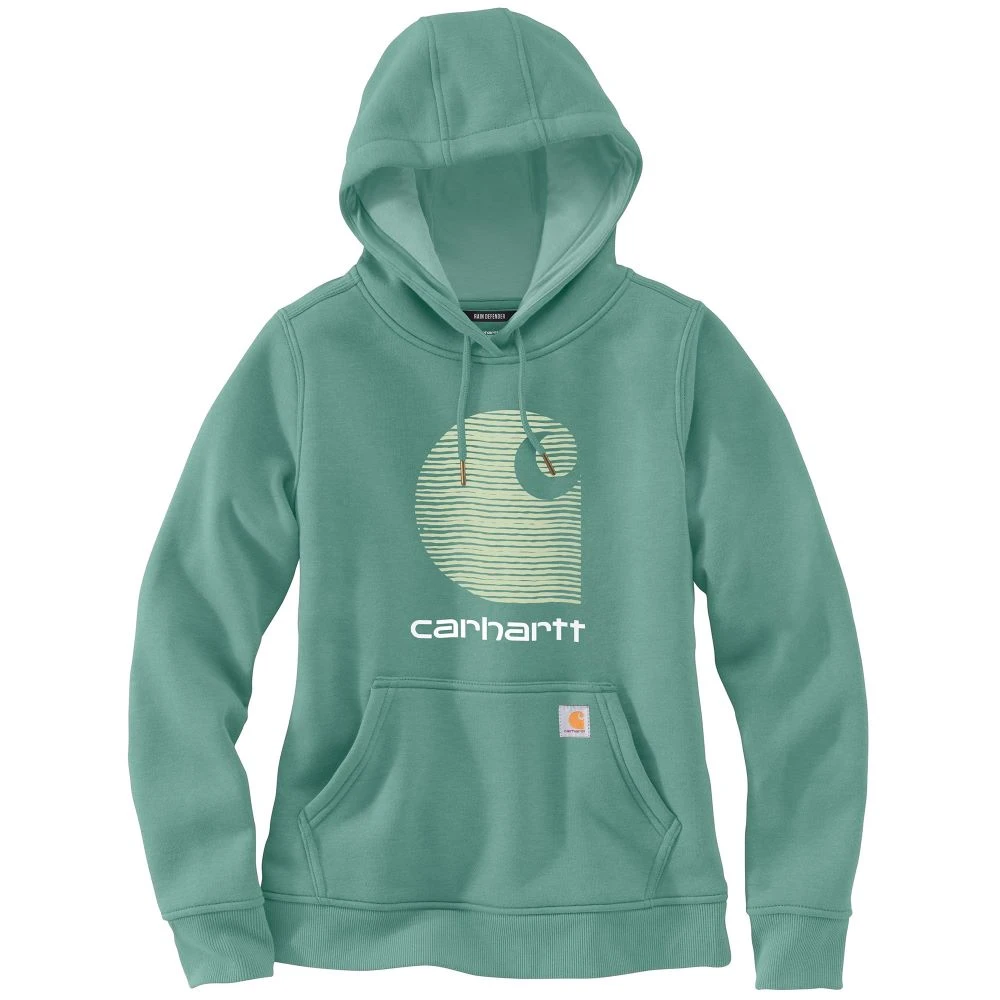'Carhartt' Women's Rain Defender® Midweight Graphic Hoodie - Slate Green Heather - Image 2