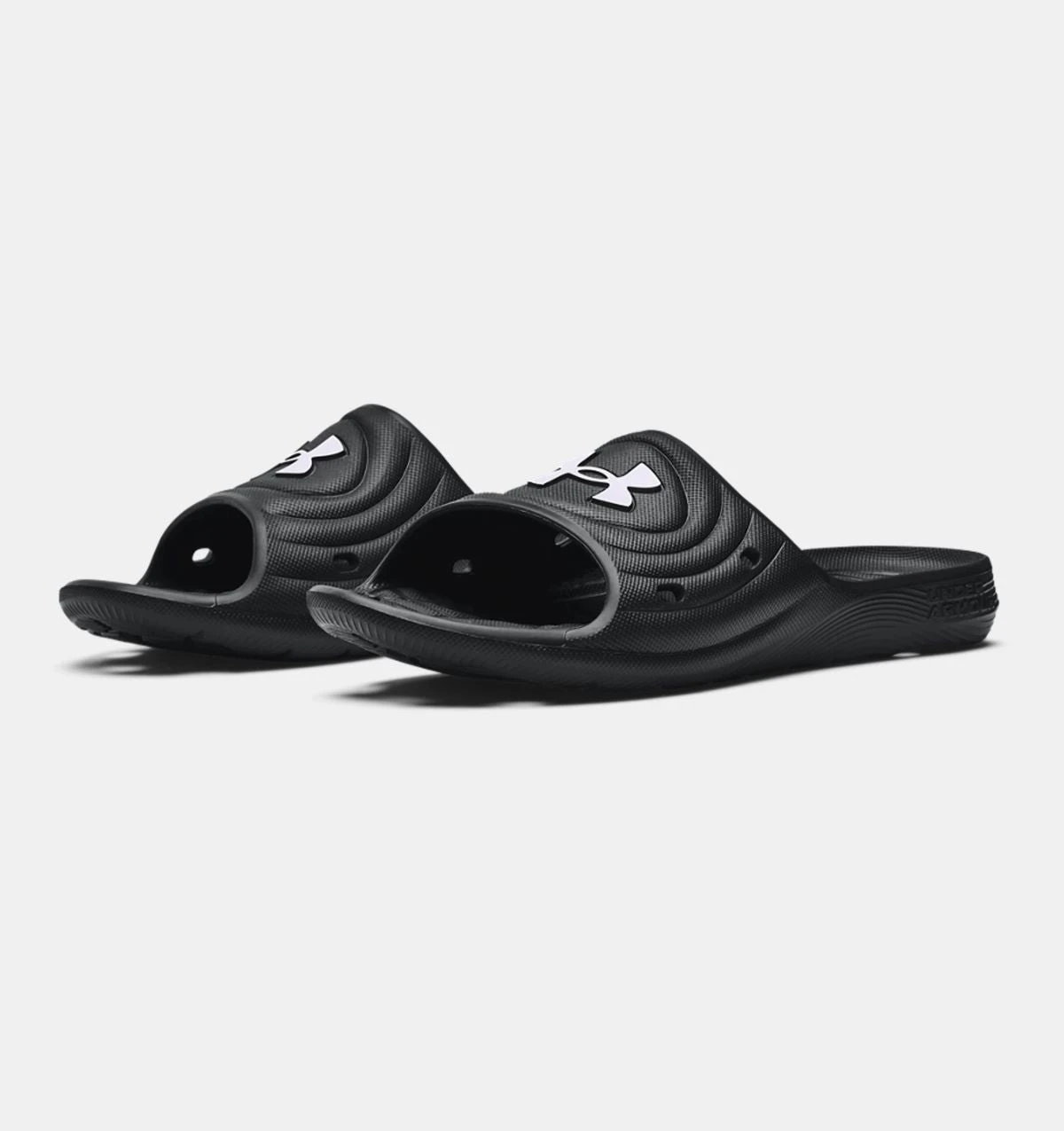 'Under Armour' Men's Locker IV Slide Sandal - Black / Black / White - Image 4