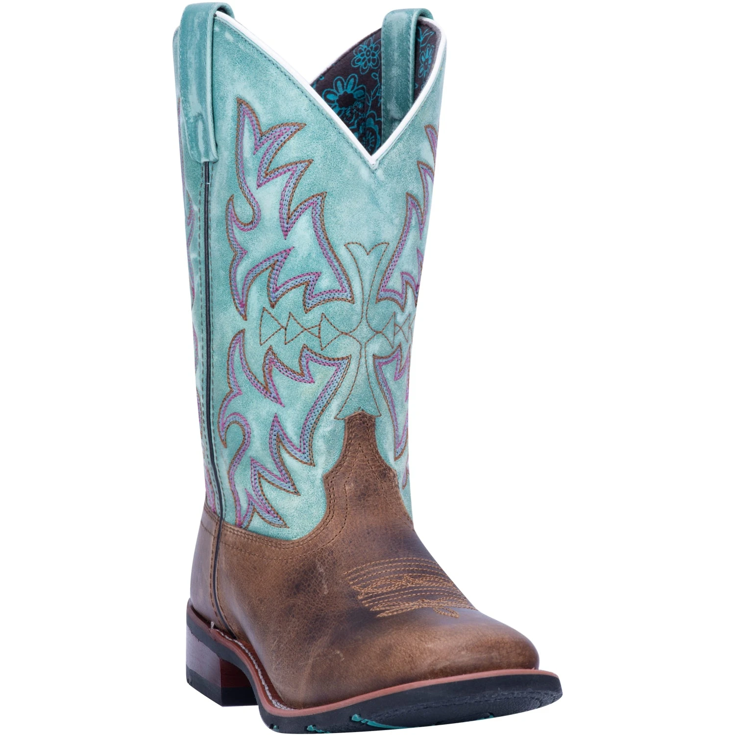 'Laredo' Women's 11" Anita Western Square Toe - Brown / Turquoise - Image 6