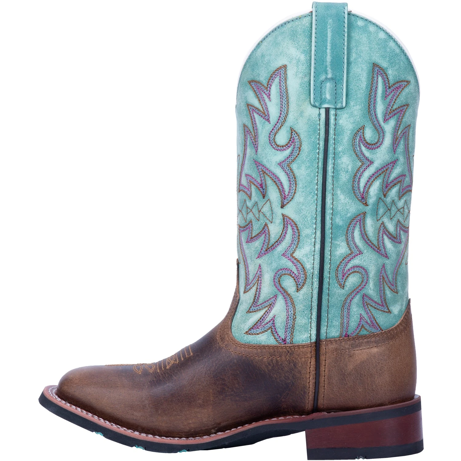 'Laredo' Women's 11" Anita Western Square Toe - Brown / Turquoise - Image 7