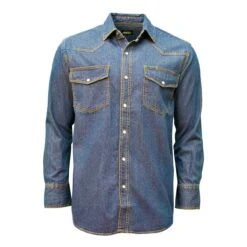 'Key' Men's Denim Western Snap Front - Indigo Denim Enzyme Wash
