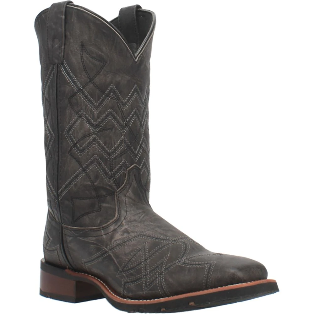 'Laredo' Men's 12" Axel Western Square Toe - Charcoal Black - Image 6