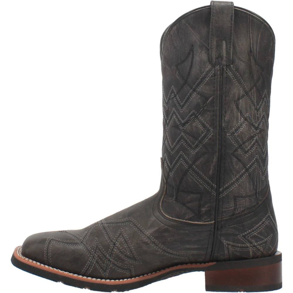 'Laredo' Men's 12" Axel Western Square Toe - Charcoal Black - Image 7
