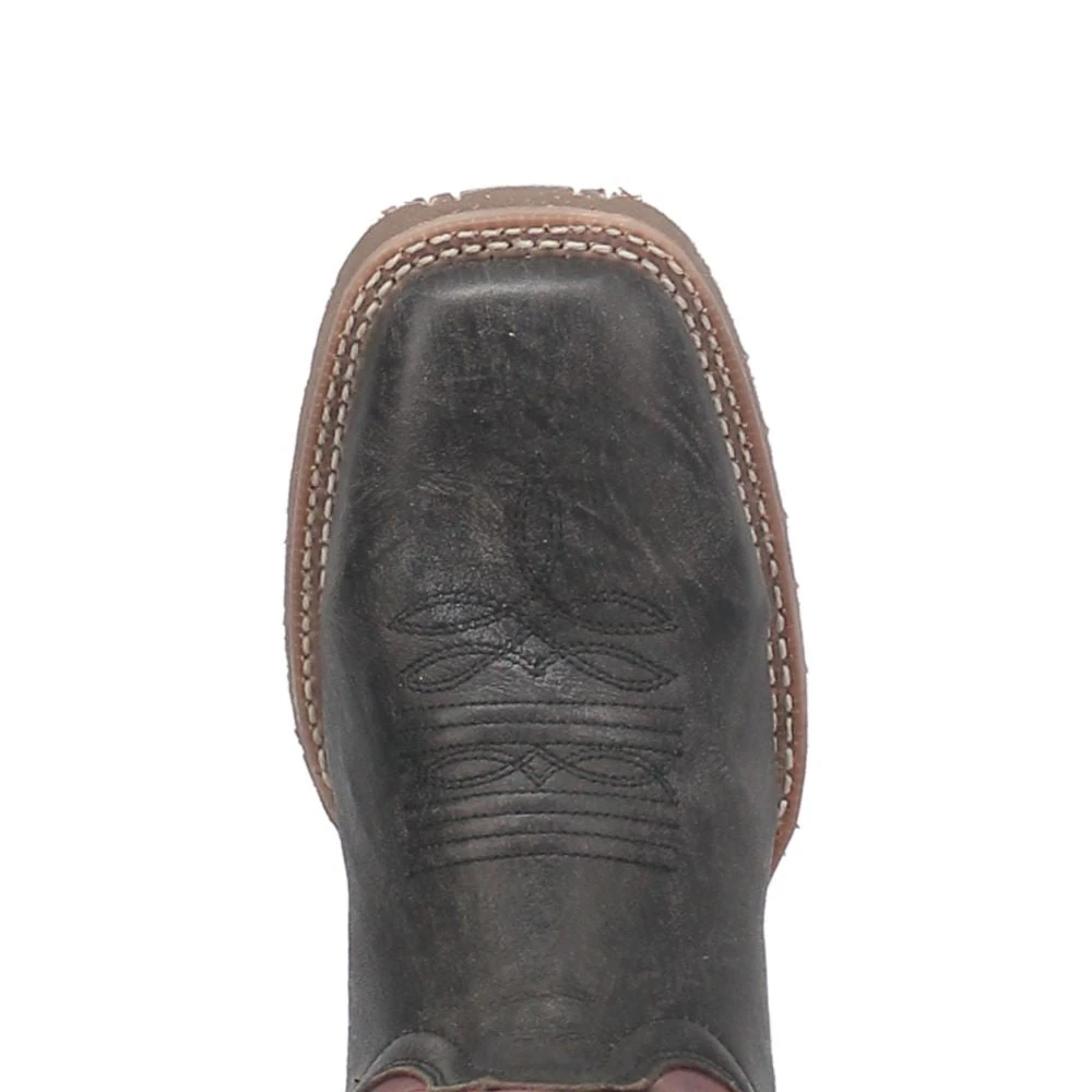 'Laredo' Men's Isaac Western Square Toe - Black / Distressed Maroon - Image 2