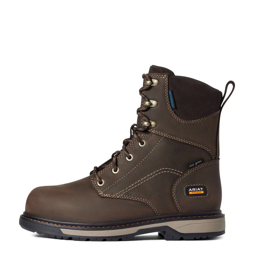 'Ariat' Women's 8" Riveter Glacier Grip 400 GR WP Comp Toe - Dark Brown