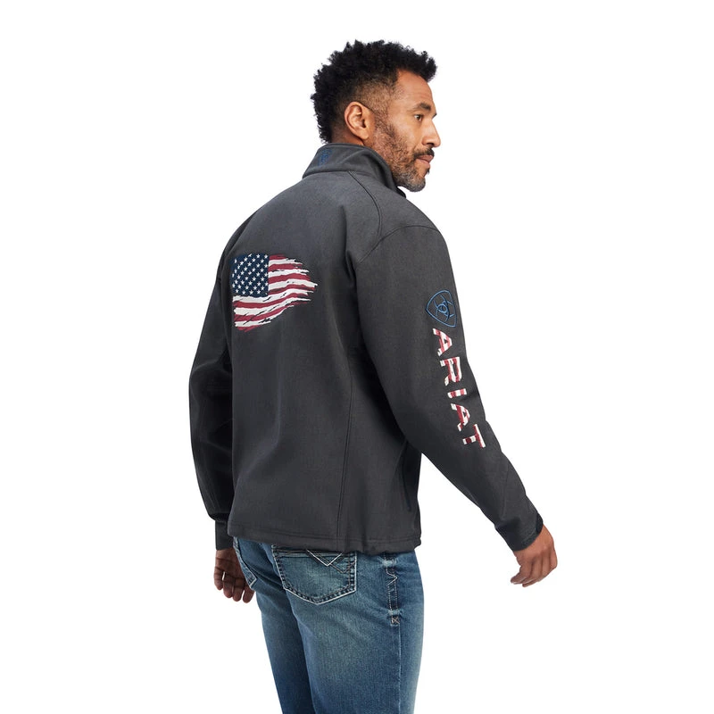'Ariat' Men's Logo 2.0 Patriot Softshell Water Resistant Jacket - Charcoal