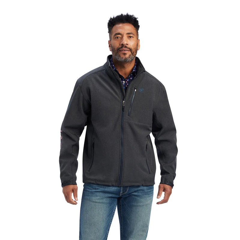 'Ariat' Men's Logo 2.0 Patriot Softshell Water Resistant Jacket - Charcoal - Image 4