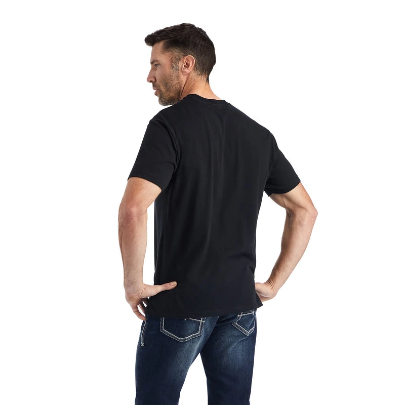 'Ariat' Men's Ariat Flagscape T-Shirt - Black - Image 3