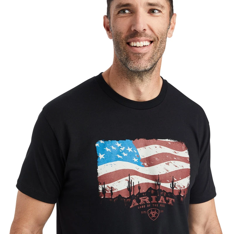 'Ariat' Men's Ariat Flagscape T-Shirt - Black - Image 2