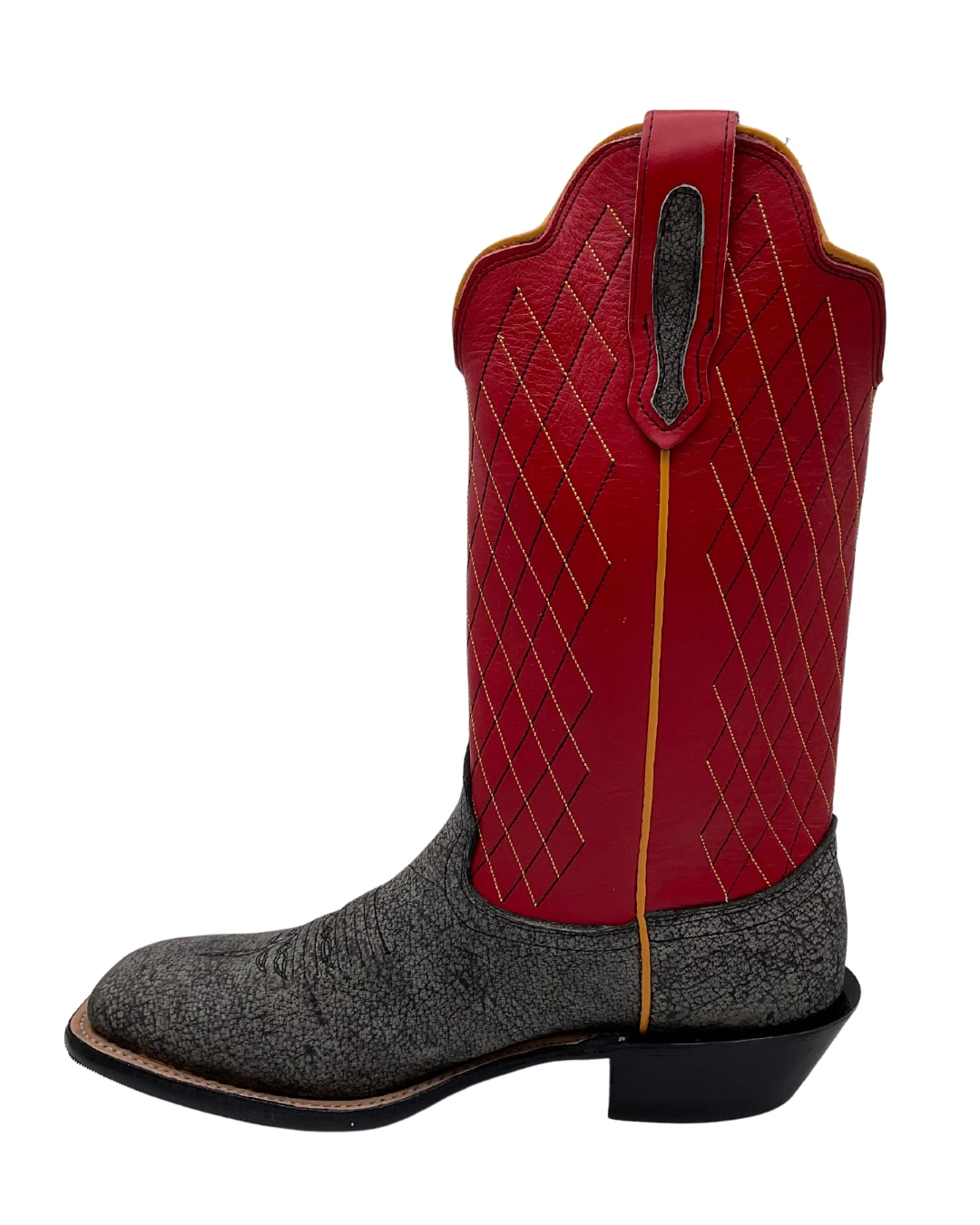 'Fenoglio' Men's 13" Cape Buffalo Western Square Toe - Grey / Red - Image 6