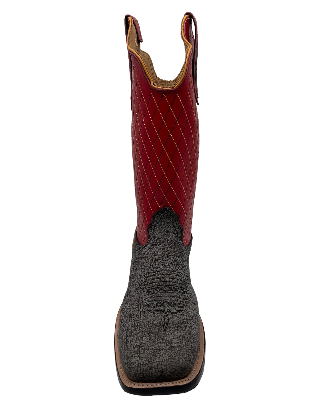 'Fenoglio' Men's 13" Cape Buffalo Western Square Toe - Grey / Red - Image 4