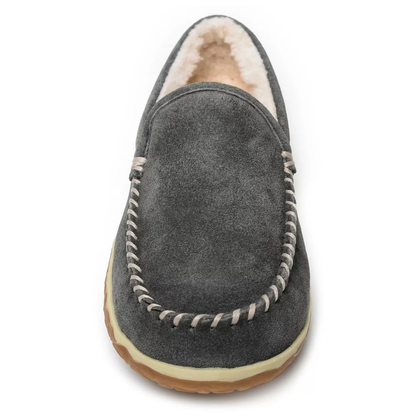 'Minnetonka' Men's Suede Tilden Moc Slipper - Grey - Image 2