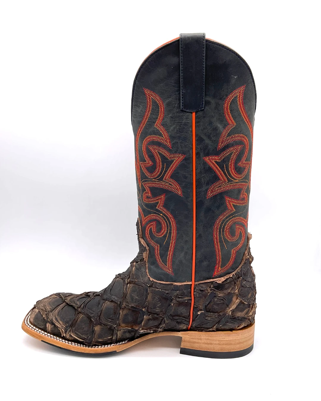 'Anderson Bean' Men's 13" HorsePower Top Hand Big Bass Square Toe - Pirarucu / Royal Blue Mad Dog - Image 6