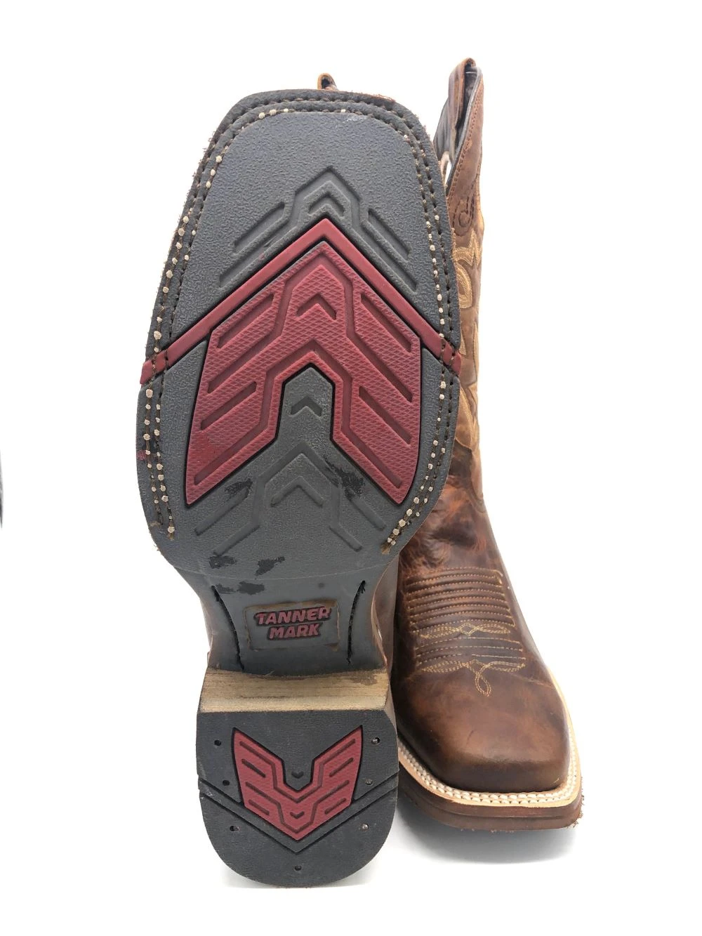 'Tanner Mark' Men's 13" Western Square Toe - Orange (Tan) / Marble Orix - Image 4