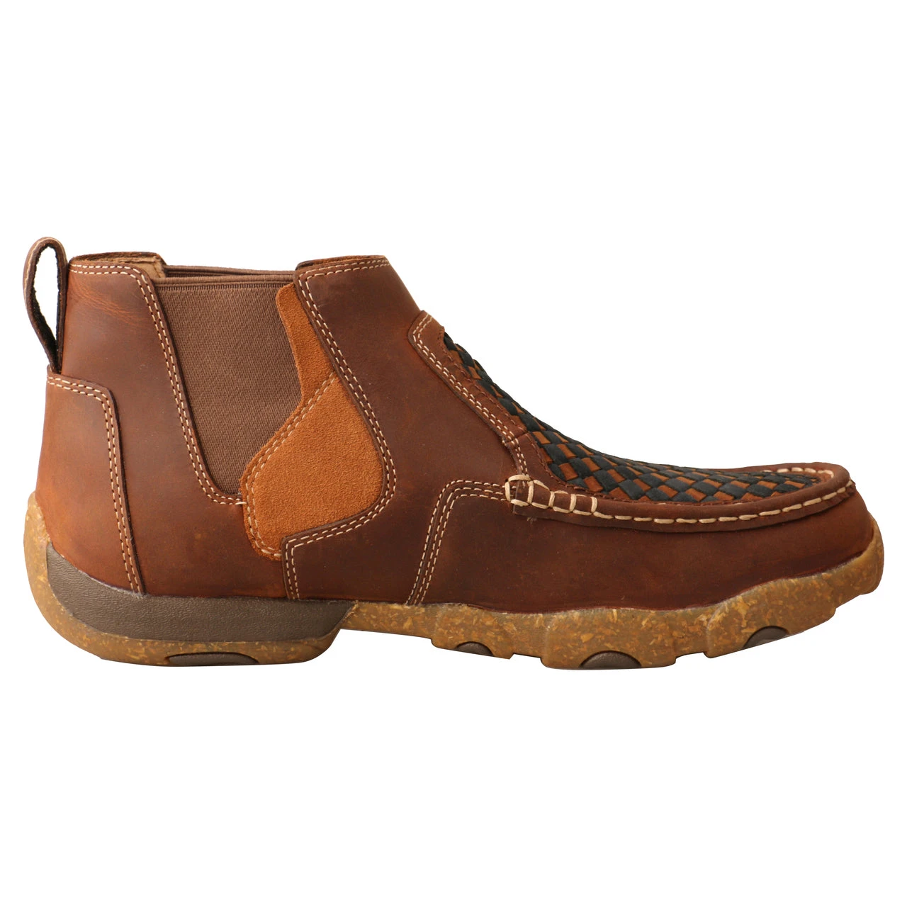'Twisted X' Men's 4" Chelsea Basket Weave Driving Moc - Oiled Saddle - Image 5
