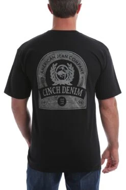'Cinch' Men's Classic Crew Neck Logo Tee - Black