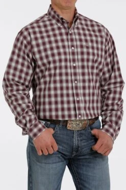 'Cinch' Men's Plaid Button Down - Purple