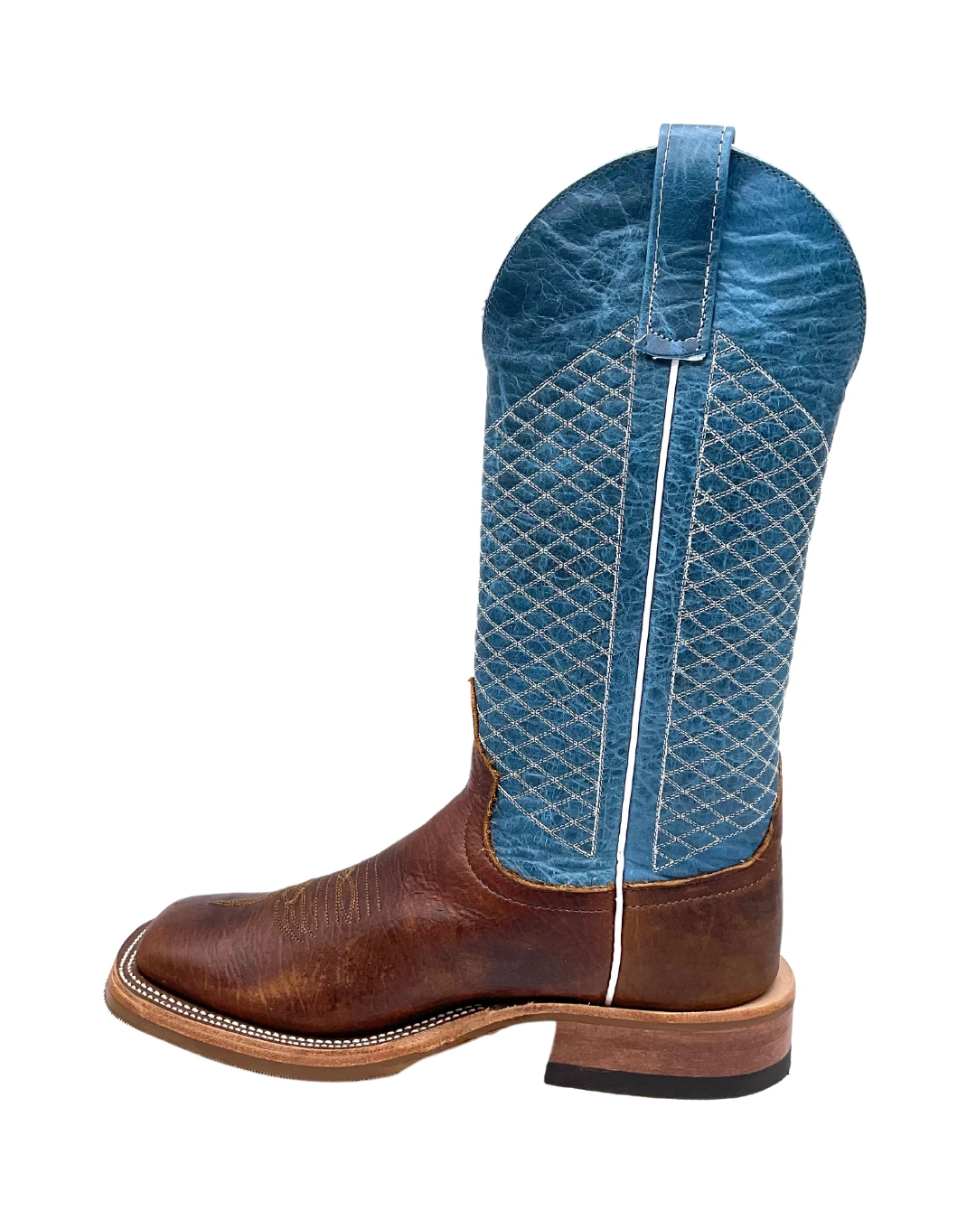 'Anderson Bean' Men's 13" Western Square Toe - Bison / Blue Lava - Image 6