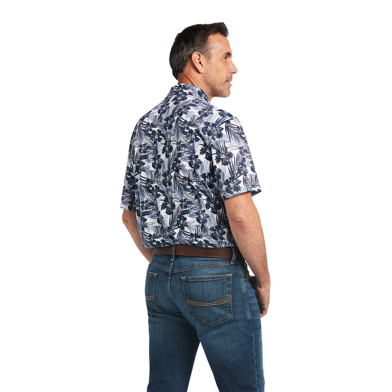 'Ariat' Men's All Over Print Polo - White Tropical - Image 2