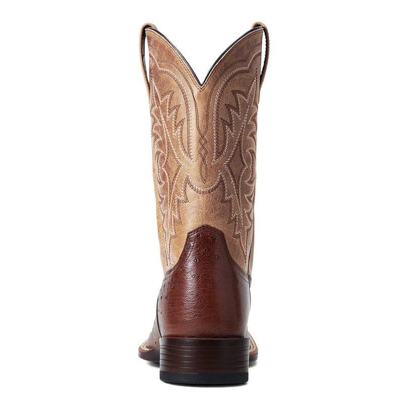 'Ariat' Men's 11" Night Life Ultra Western Square Toe - Antique Tabac Smooth Quill Ostrich / Sorrel Brown - Image 5