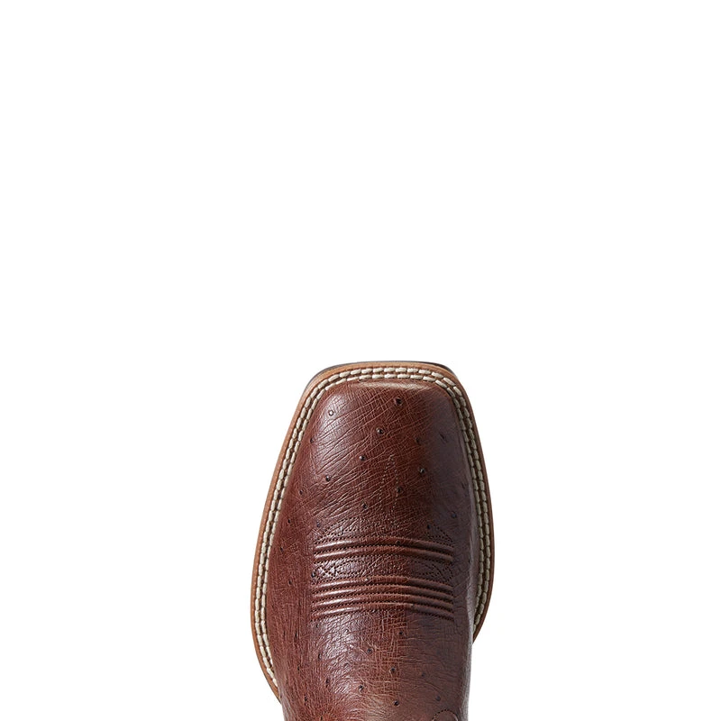 'Ariat' Men's 11" Night Life Ultra Western Square Toe - Antique Tabac Smooth Quill Ostrich / Sorrel Brown - Image 2