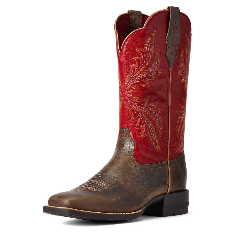 'Ariat' Women's West Bound Square Toe - Sable / Red - Image 4