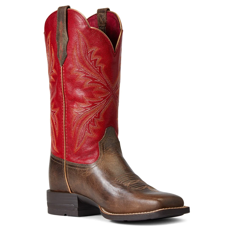 'Ariat' Women's West Bound Square Toe - Sable / Red - Image 6
