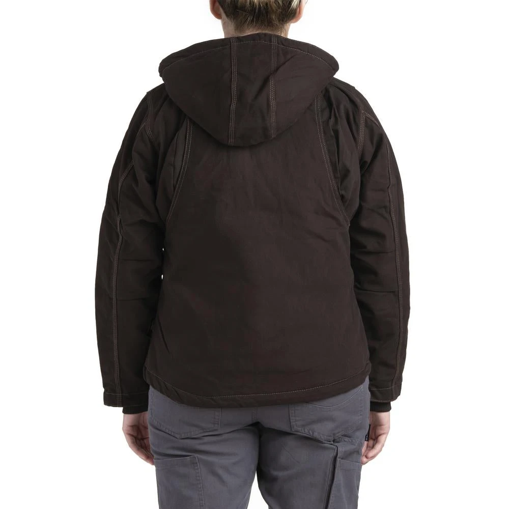 'Berne' Women's Modern Hooded Jacket - Dark Brown - Image 2