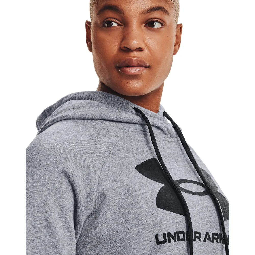 'Under Armour' Women's Rival Fleece Logo Hoodie - Steel Medium Heather / Black - Image 2