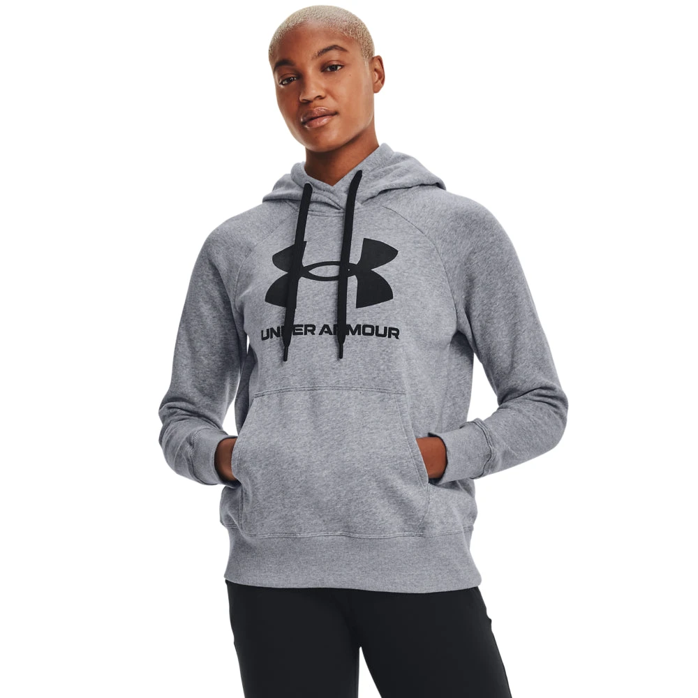 'Under Armour' Women's Rival Fleece Logo Hoodie - Steel Medium Heather / Black