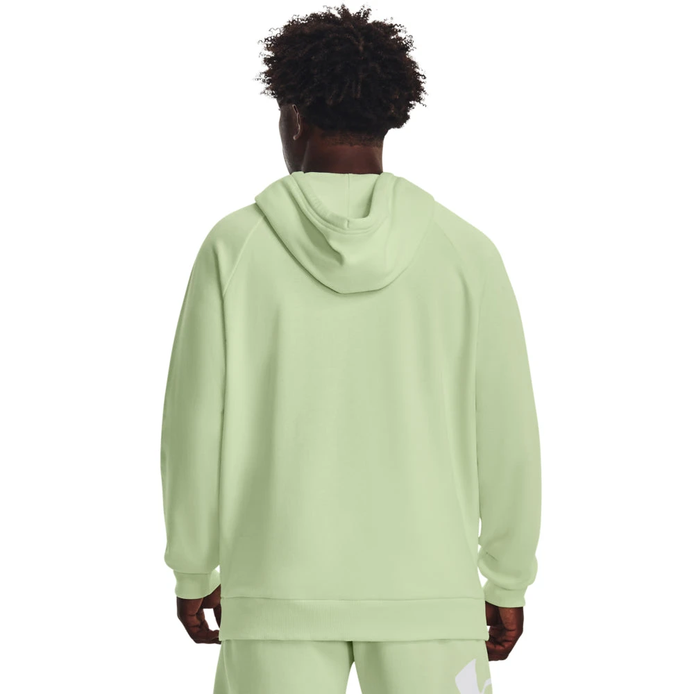 'Under Armour' Men's Rival Fleece Big Logo Hoodie - Phosphor Green / Onyx White - Image 3