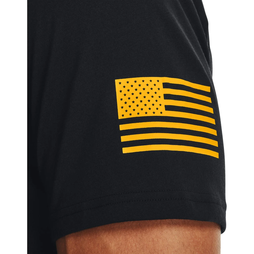 'Under Armour' Men's Freedom Flag T-Shirt - Black / Steeltown Gold - Image 3