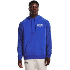 'Under Armour' Men's Rival Fleece Wordmark Colorblock Hoodie - Versa Blue