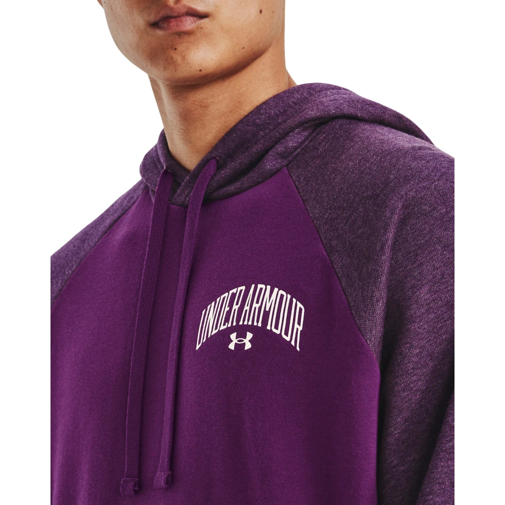 'Under Armour' Men's Rival Fleece Wordmark Colorblock Hoodie - Rivalry - Image 2